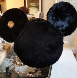 Black faux fur Mickey Bag